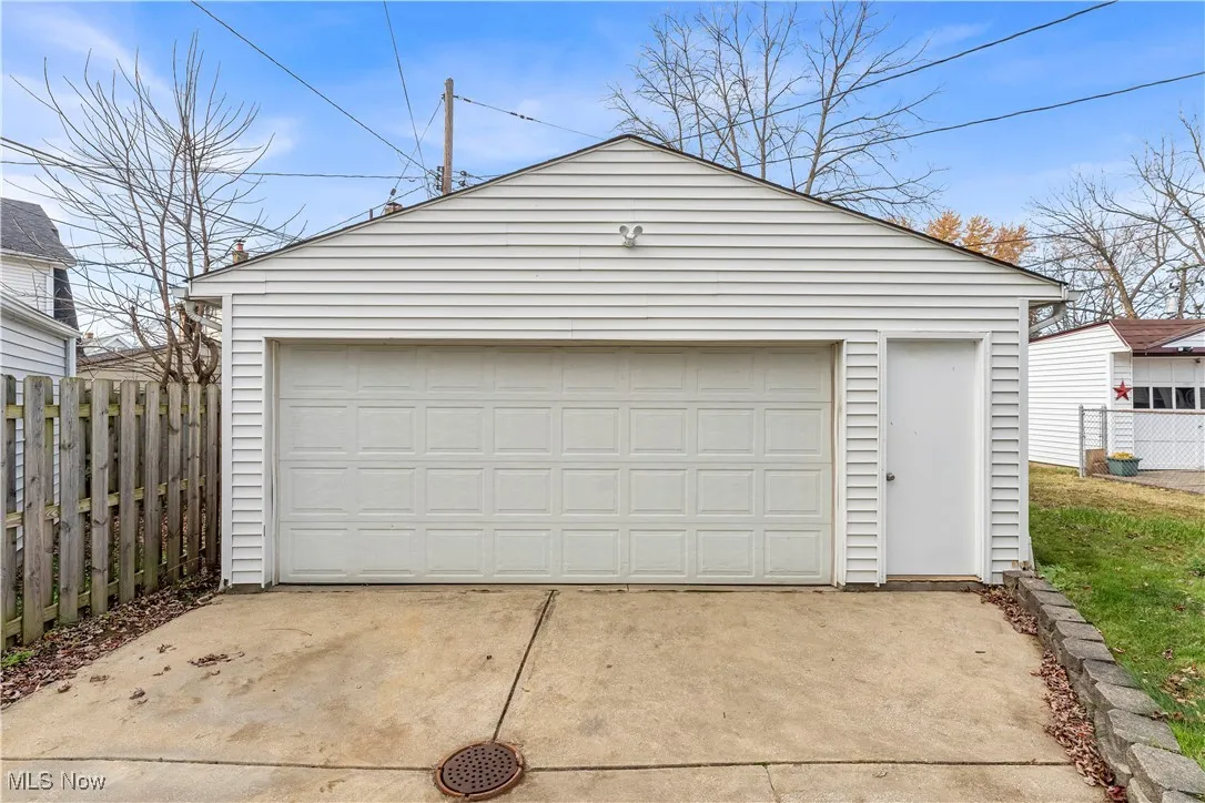 View of detached garage