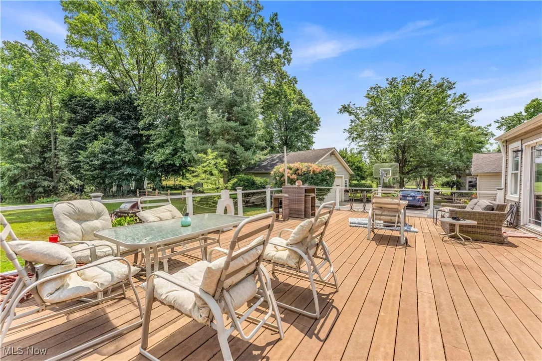Wooden deck with outdoor dining space