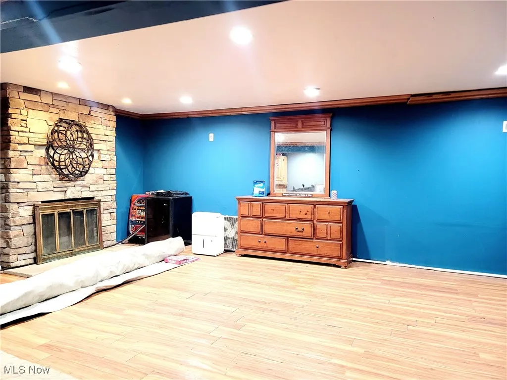 Fantastic Recreation area - Finished basement with recessed light and additional Stone fireplace