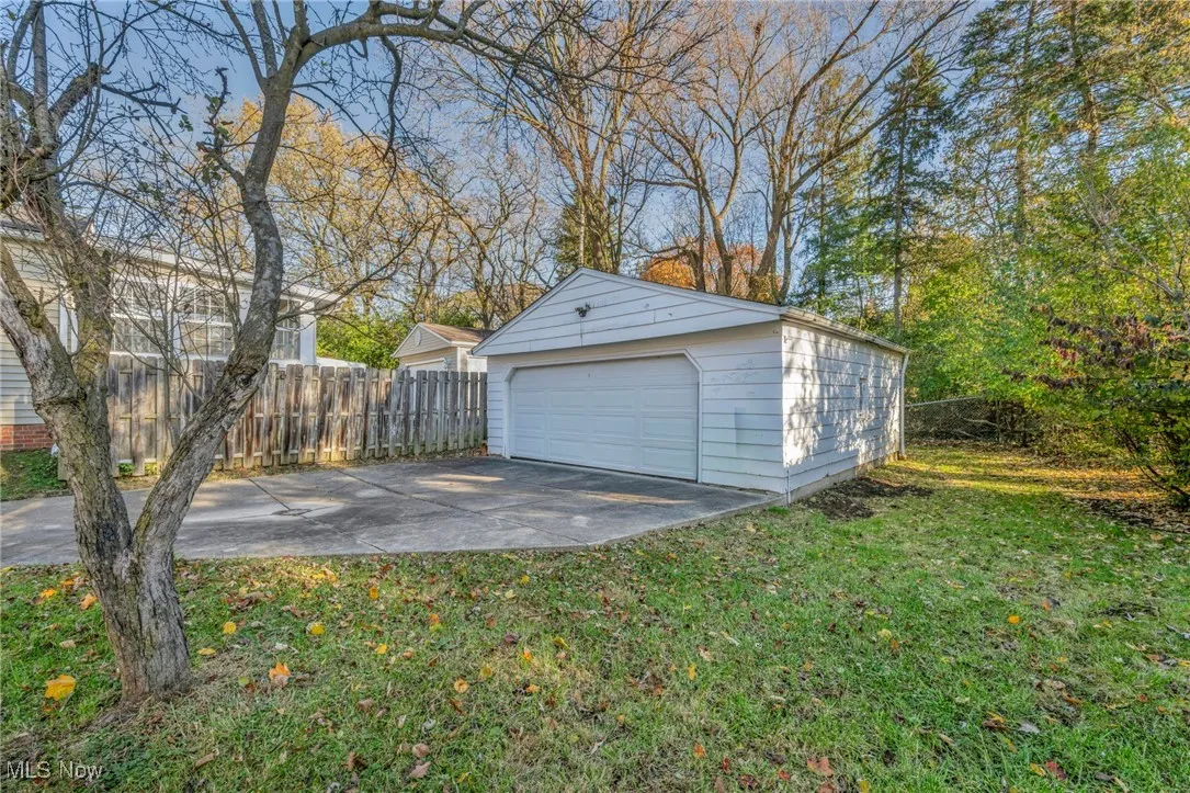 View of detached garage