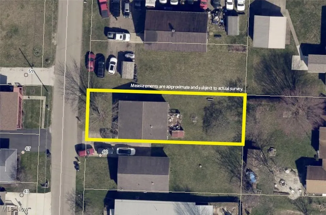 Aerial overview of property's location with property boundaries highlighted