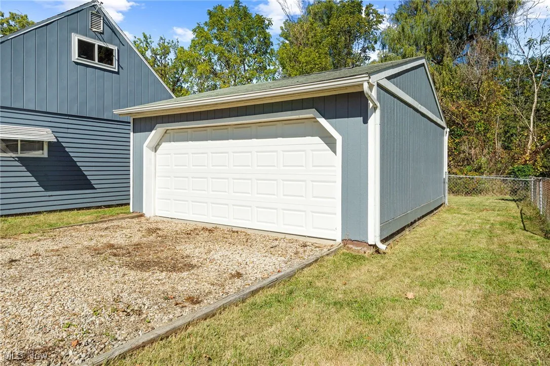 View of detached garage