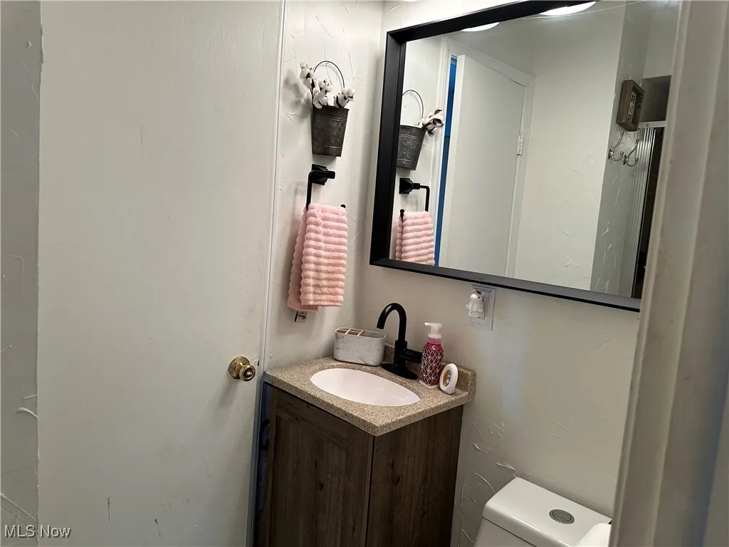 Bathroom featuring vanity and toilet