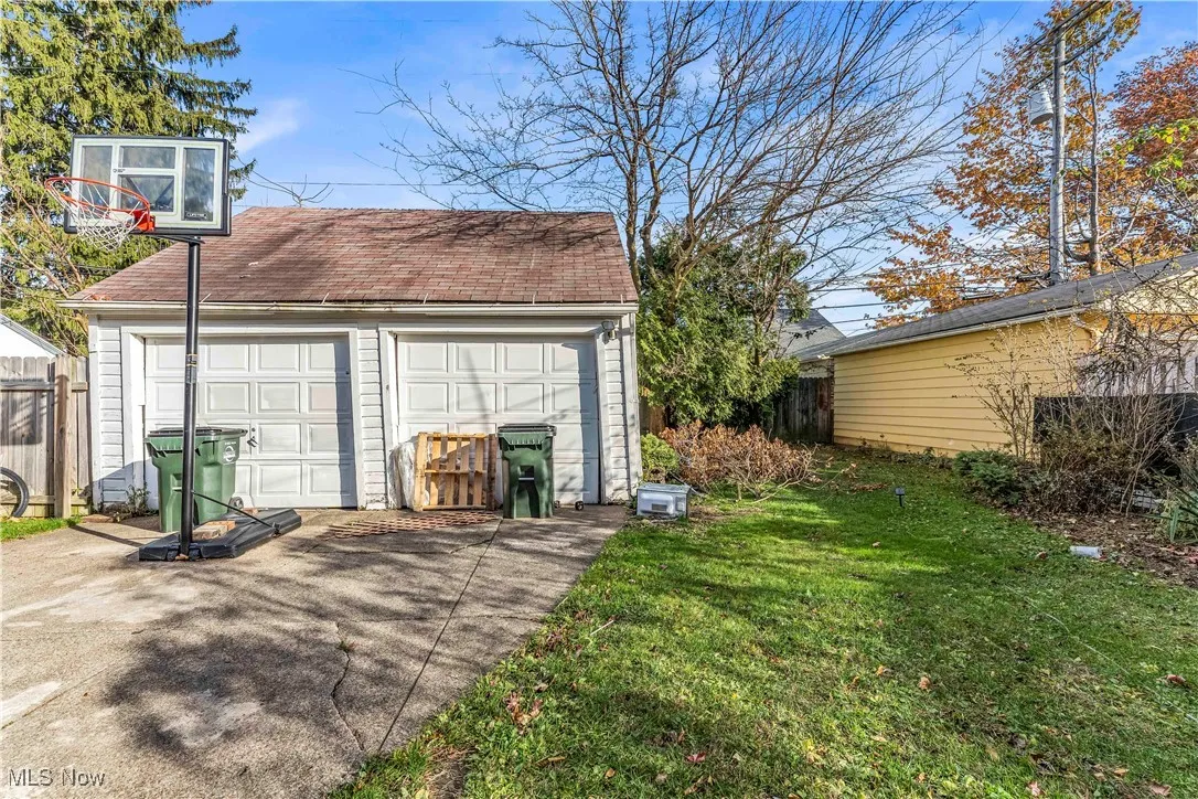 View of detached garage