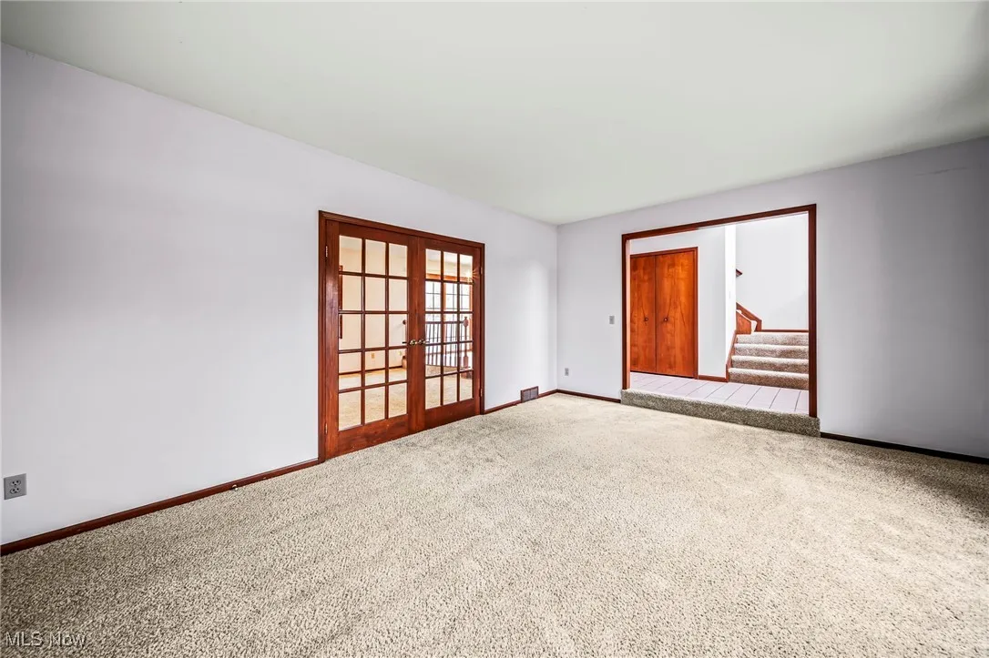 Living room w french doors