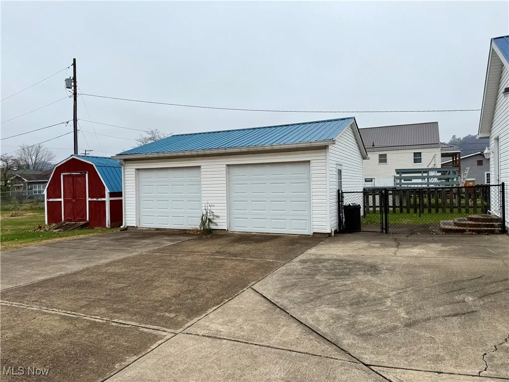 View of detached garage
