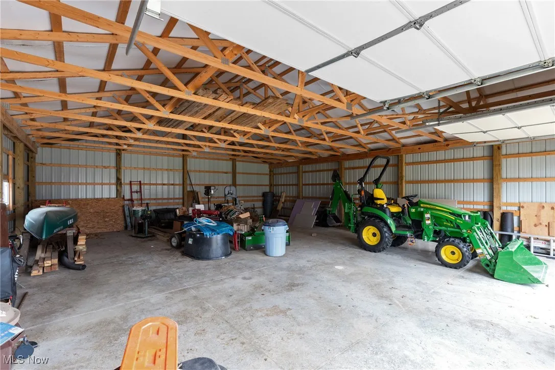 Garage with metal wall