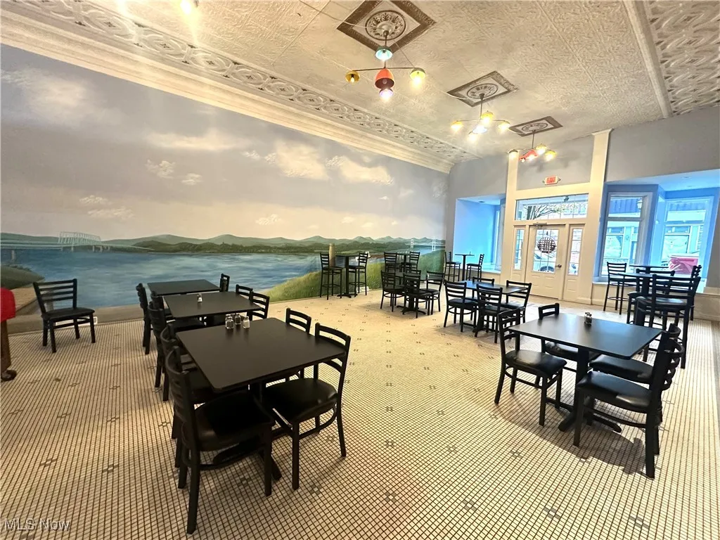 View of carpeted dining room
