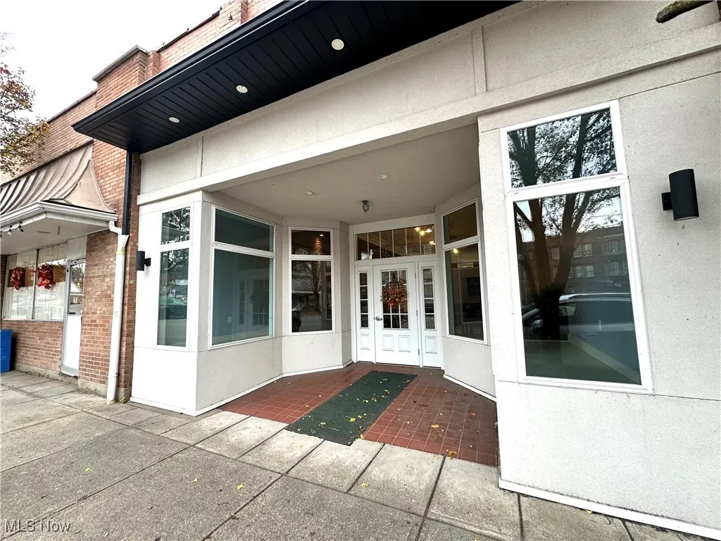 Property entrance with a patio area, stucco siding, and french doors