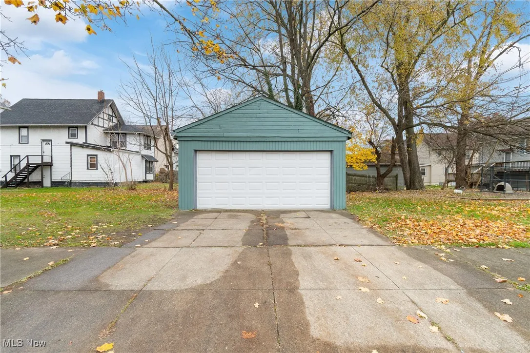 View of detached garage