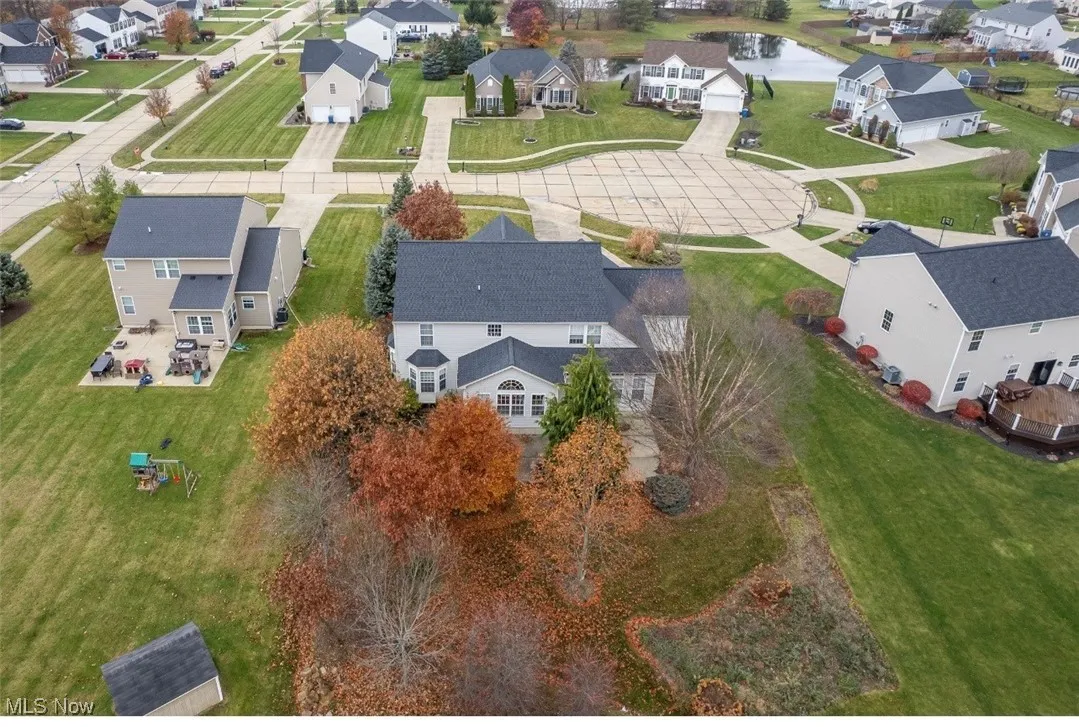 Aerial perspective of suburban area