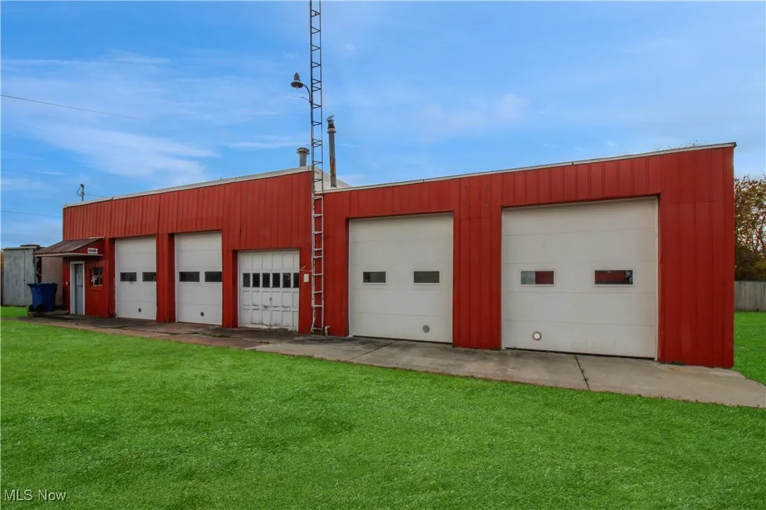 View of detached garage