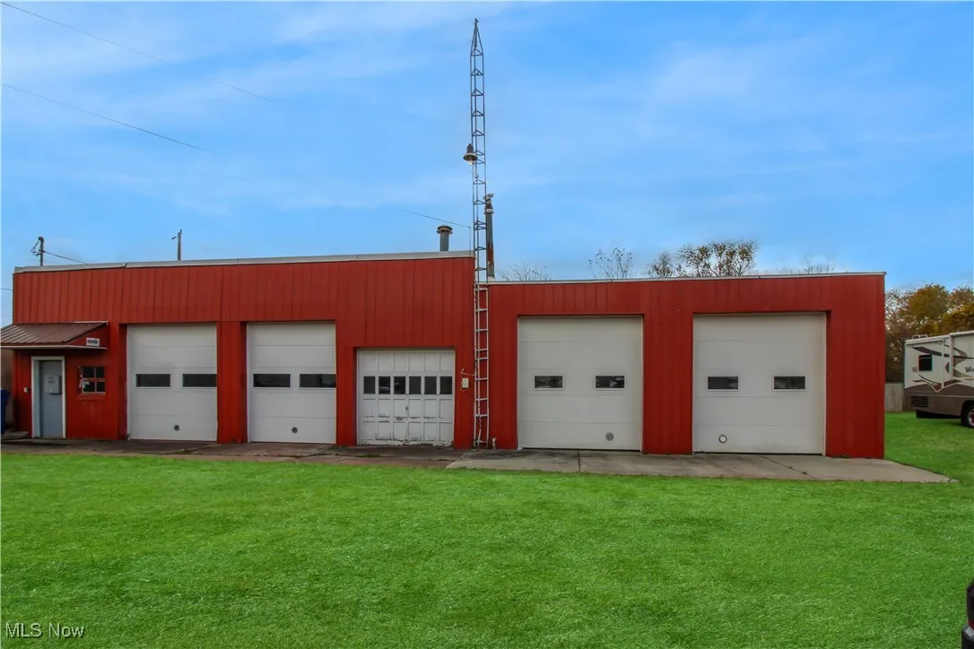 View of detached garage