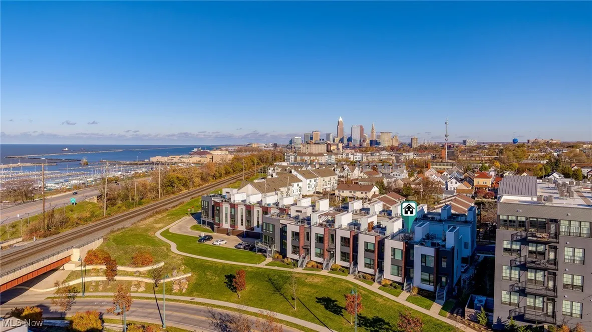 View of urban area with a nearby body of water