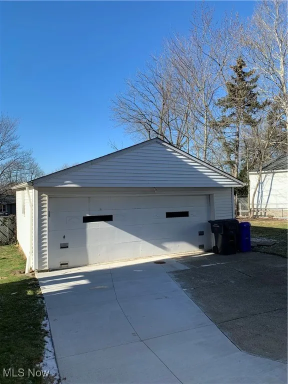 View of detached garage
