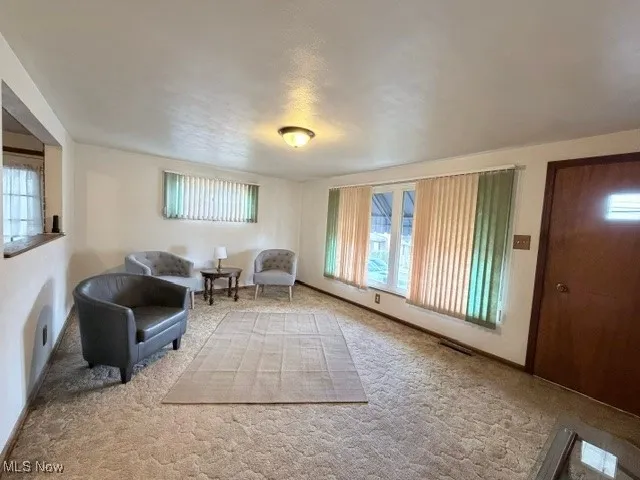 Living room with carpet flooring