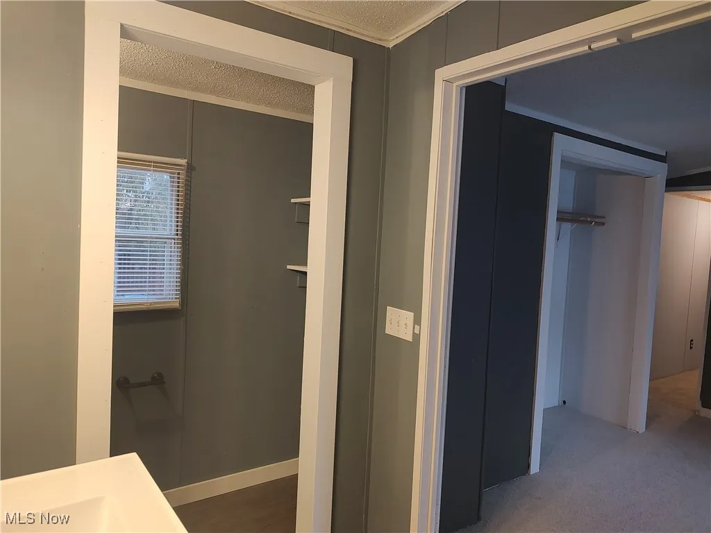 View into bedroom from bathroom