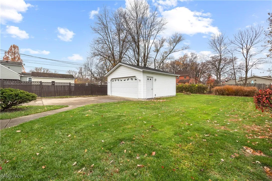 View of detached garage