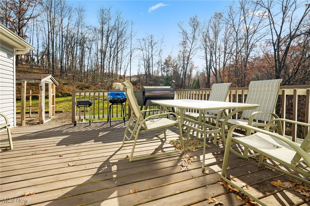 Deck with grilling area and outdoor dining area