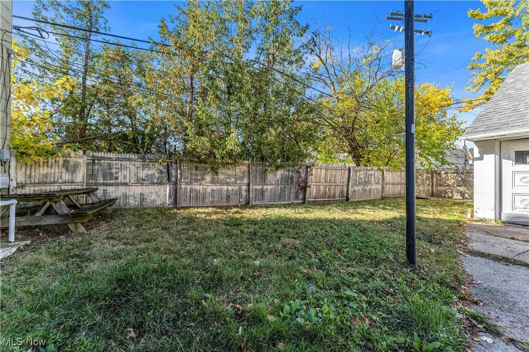 View of fenced backyard