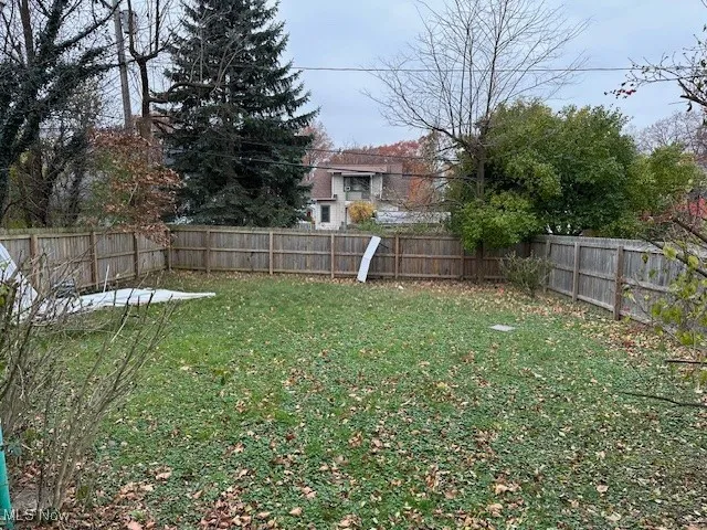 View of fenced backyard