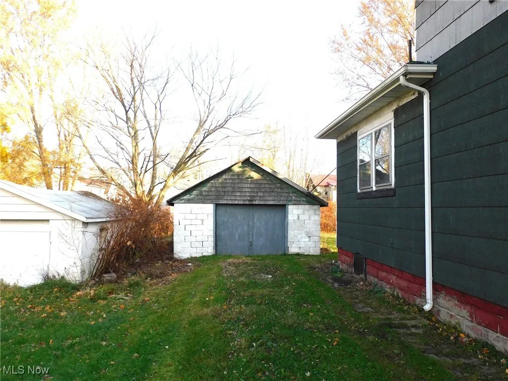 View of detached garage