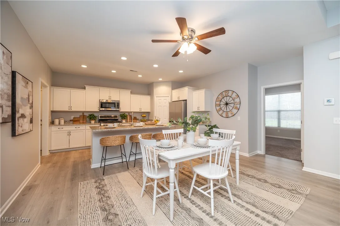 Dining area looking into kitchen
