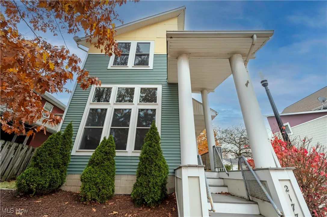 View of home's exterior featuring covered porch