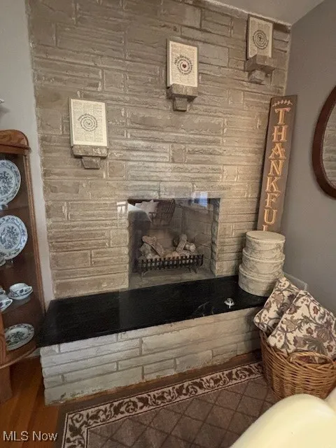 gas logs in fireplace in living room