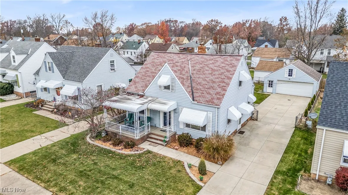 Aerial perspective of suburban area