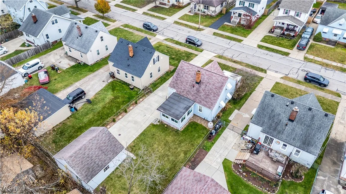 Aerial perspective of suburban area