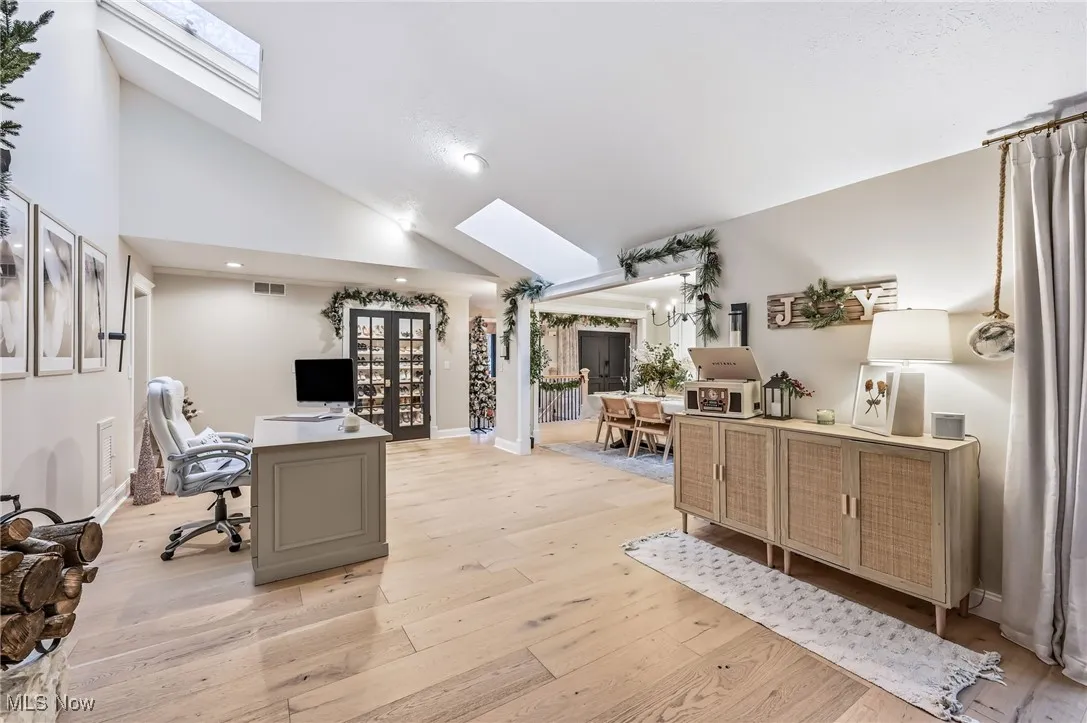 Office space adjacent to family room and dining room