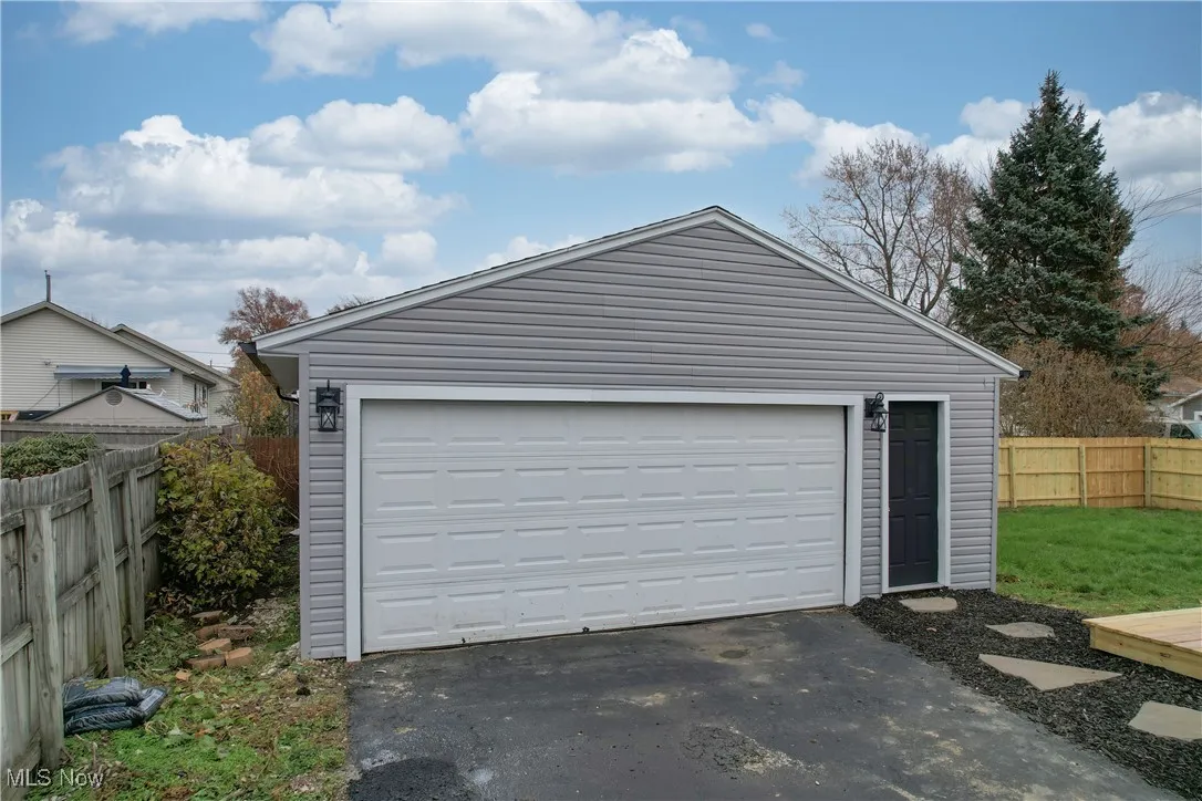View of detached garage