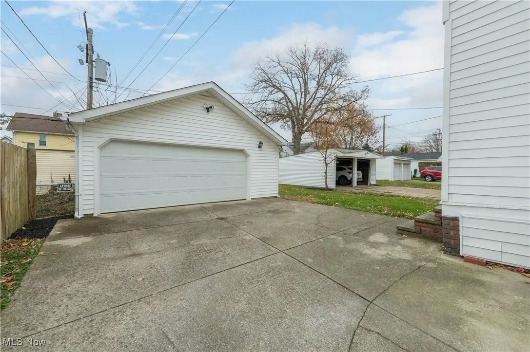 View of detached garage
