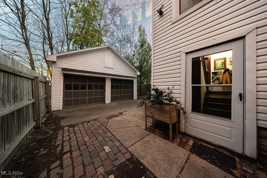 View of detached garage
