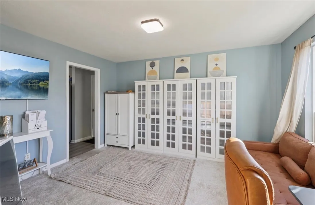 Living area featuring carpet floors