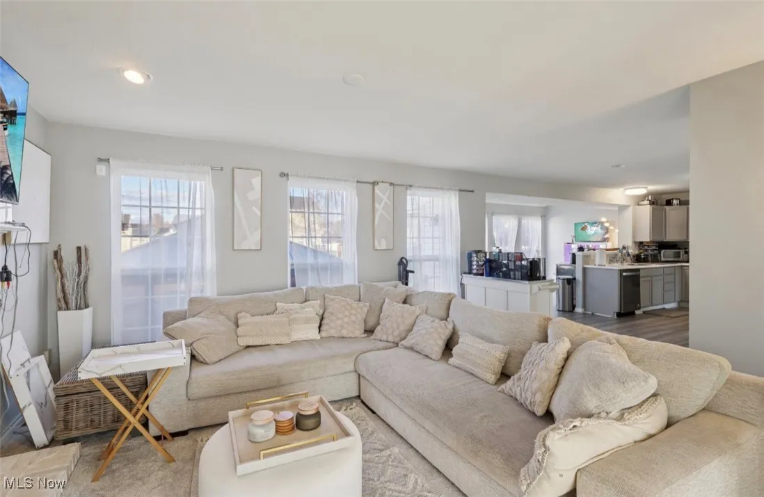 Living room with recessed lighting