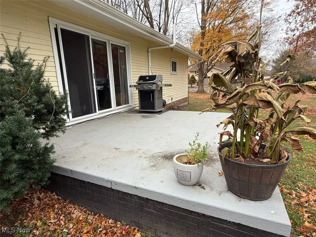 View of patio with area for grilling