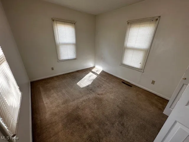 Carpeted spare room with healthy amount of natural light