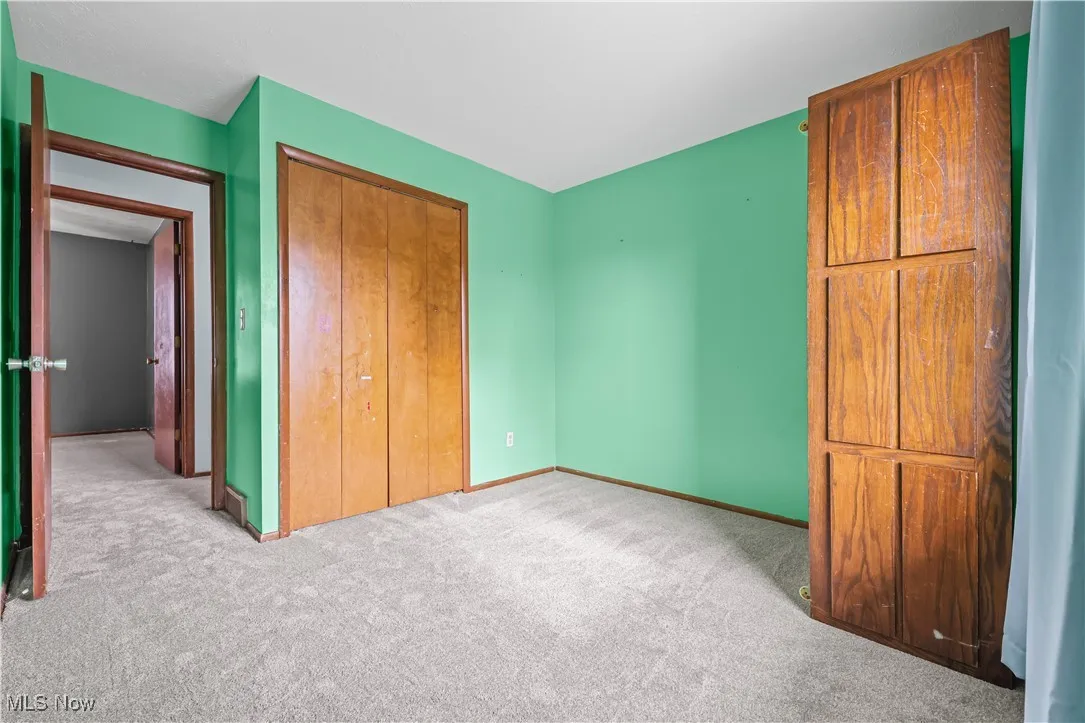 Unfurnished bedroom featuring carpet and a closet