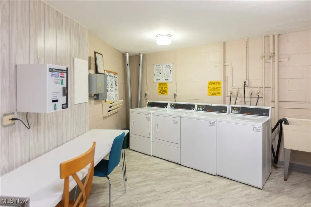 Just a few doors down the hall is the light & bright laundry room!