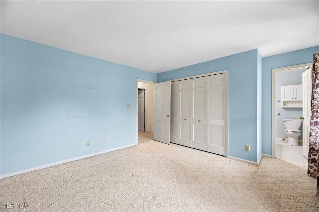 Unfurnished bedroom featuring carpet and a closet