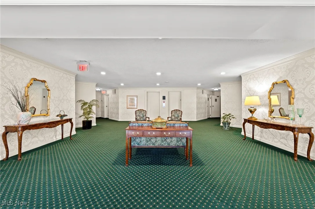 View of second floor seating area across from elevators