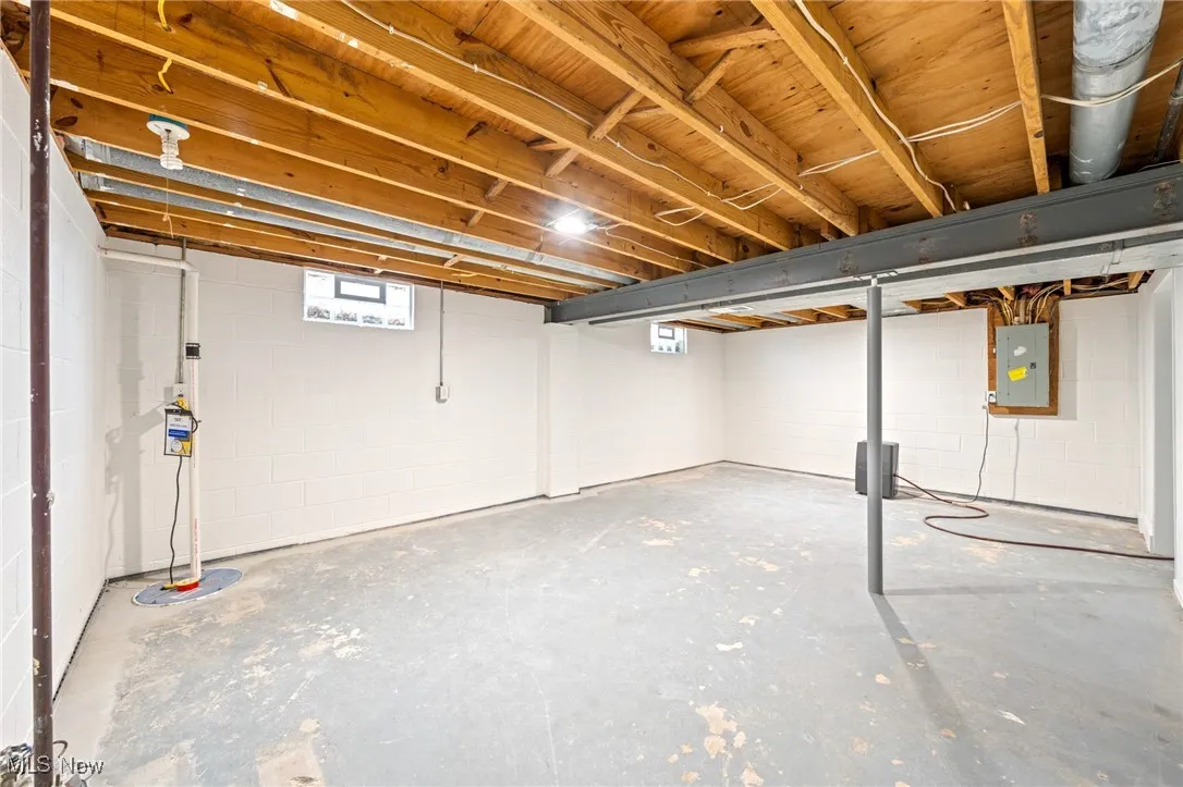 Basement with electric panel