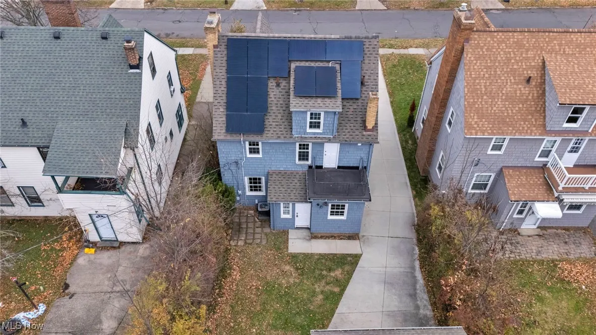 Aerial perspective of suburban area
