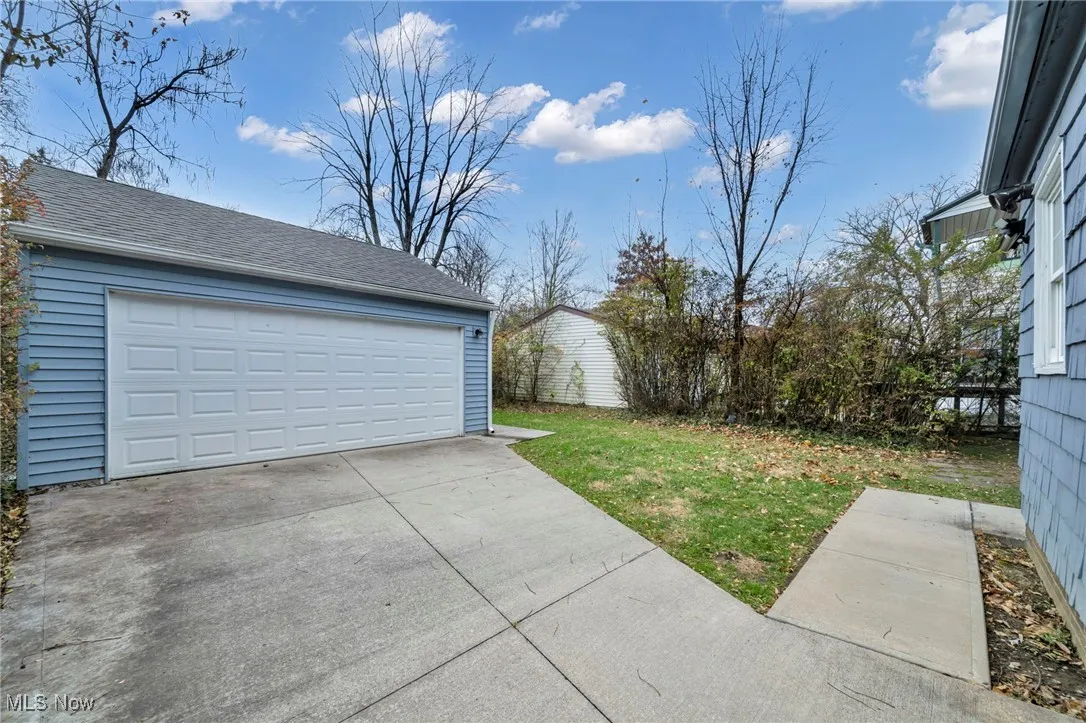 View of detached garage