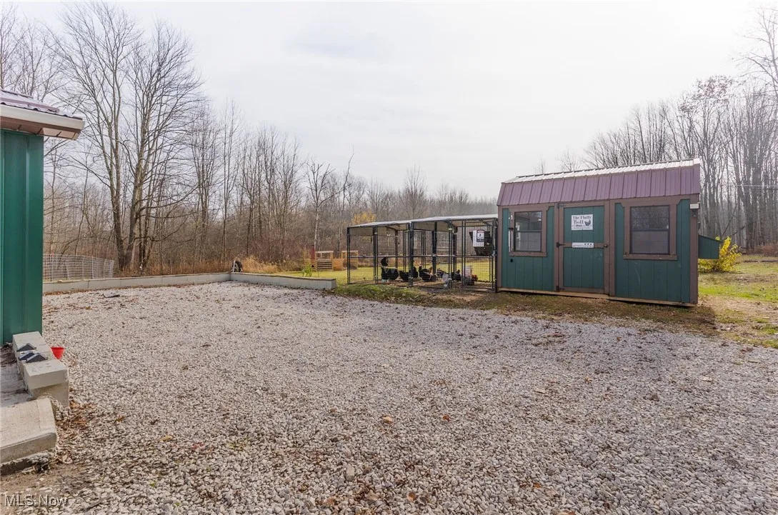 View of yard featuring a brand new chicken coop