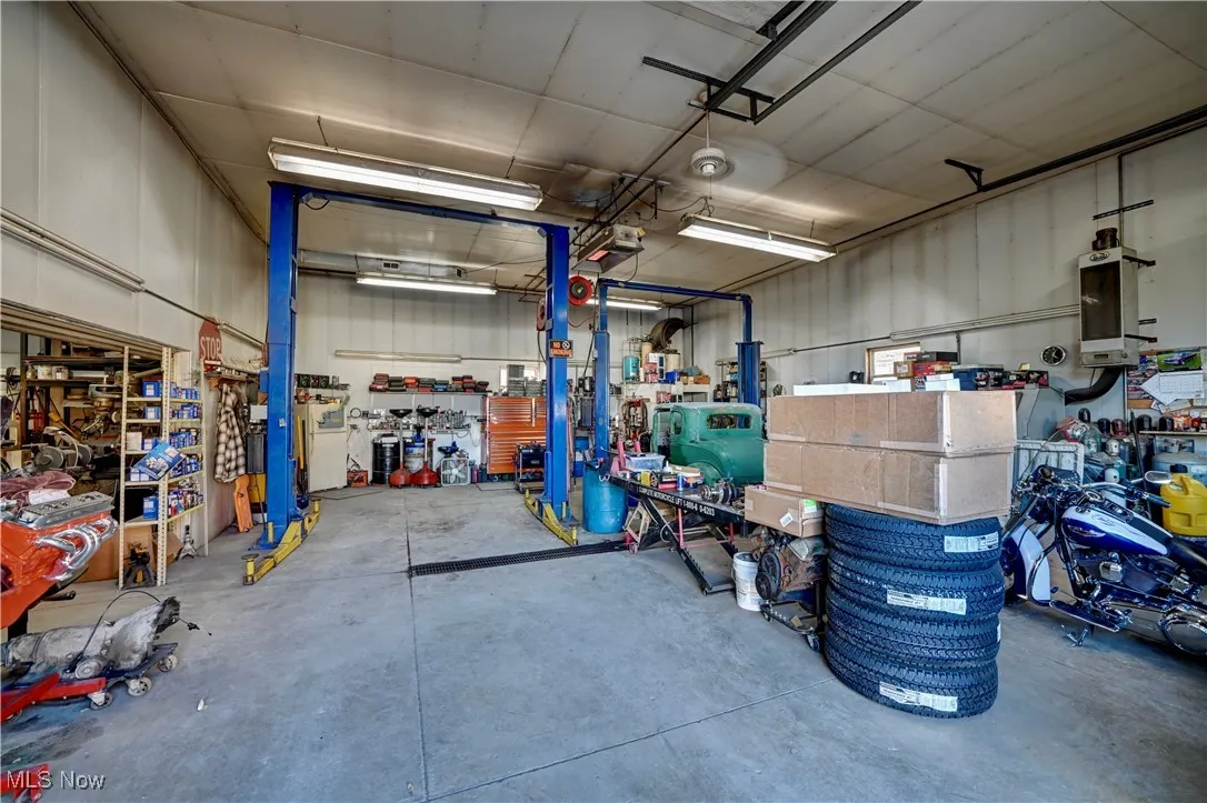 Garage with a workshop area