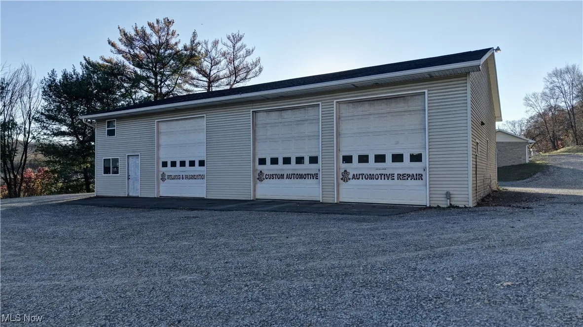View of detached garage
