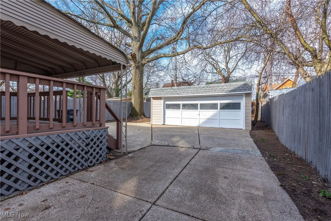 View of detached garage